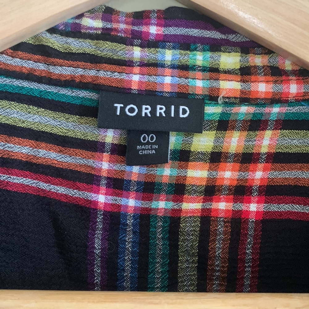 Torrid Checked Button Down Blouse Plus Size 00 - image 2